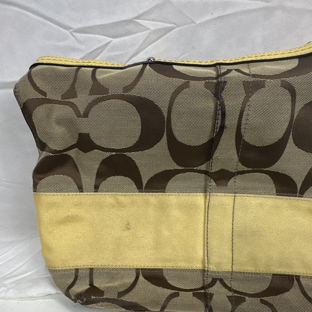 Coach Signature Zip-Top Satchel Handbag Brown/Beige Yellow A1076-F13548 W/wallet - Picture 11 of 16